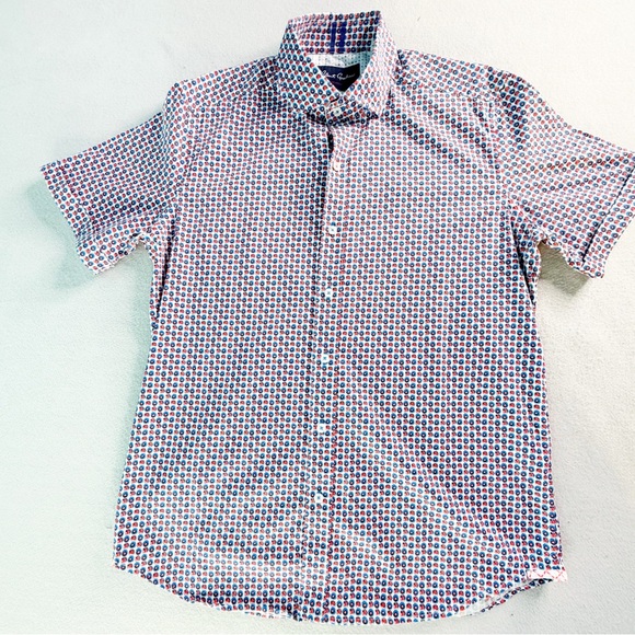 Robert Graham Other - Robert Graham Shirt Men’s XL White Blue Geometric Print Short Sleeve Button Up